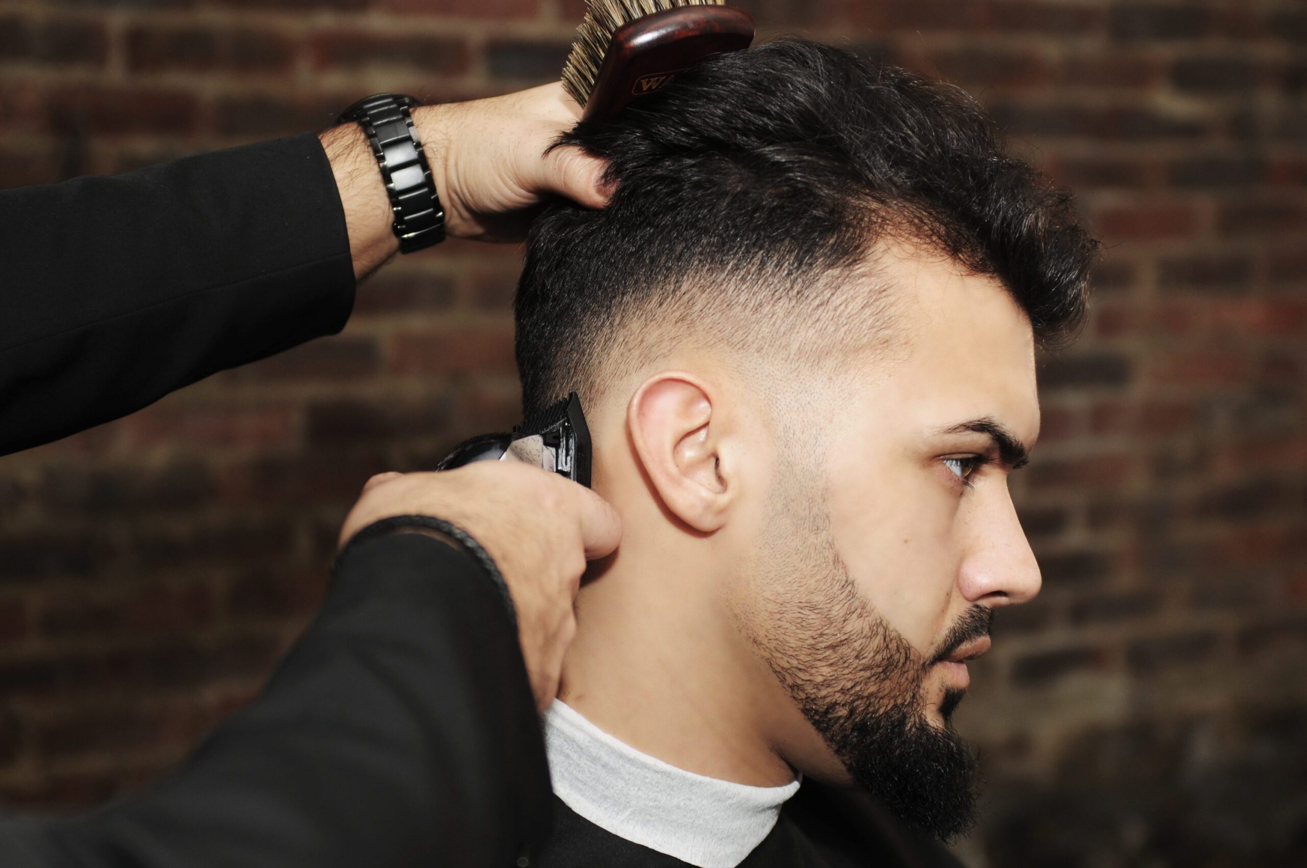 someone having a hair cut